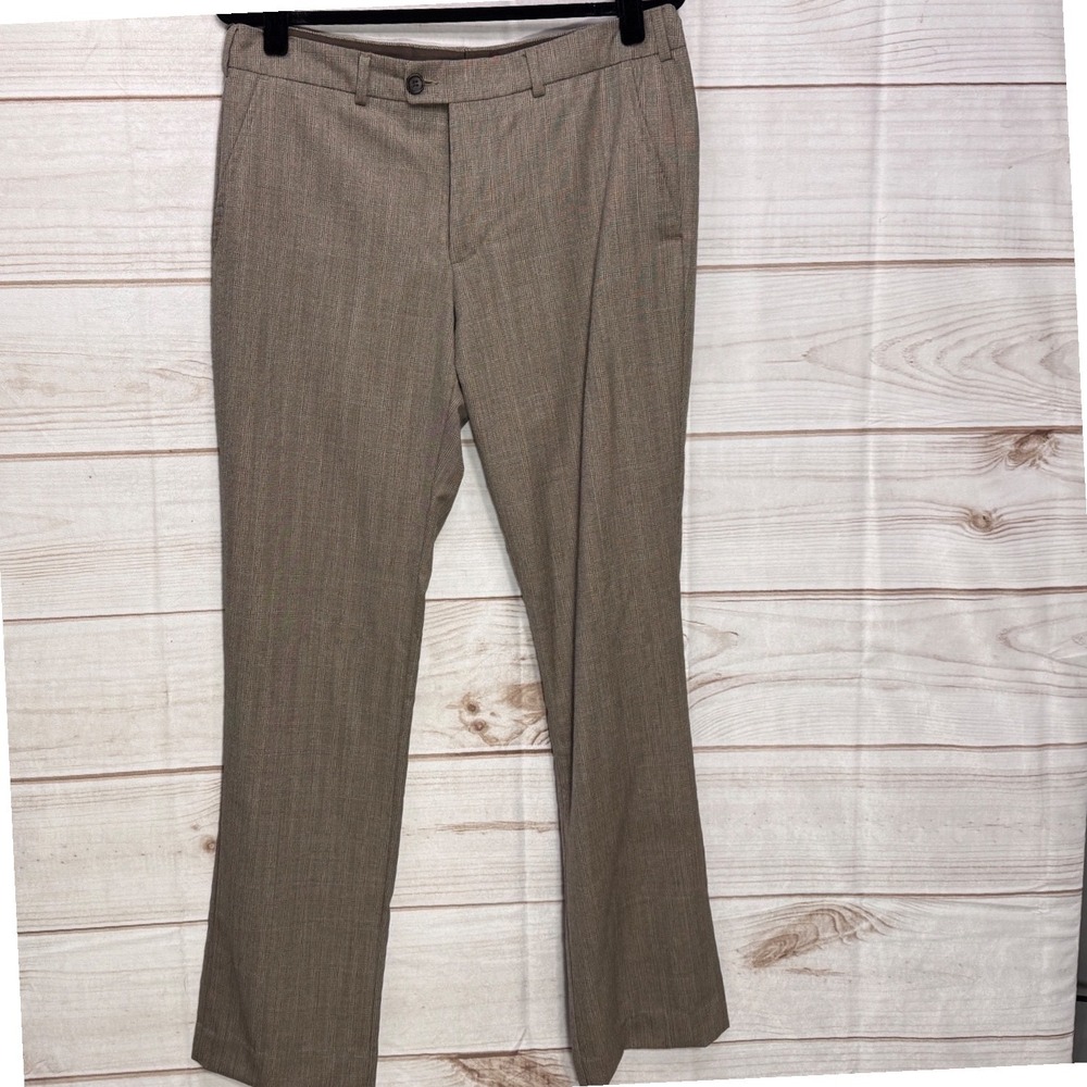 Bonobos Dress Pants Mens 32 Brown Marzotto Italian Wool Straight Fit Plaid